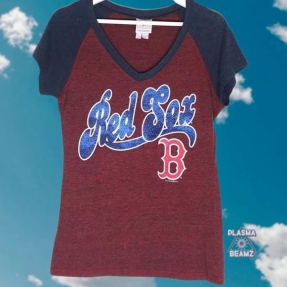 MLB Boston Red Sox V-Neck Heathered Baseball Tee L - Picture 1 of 9